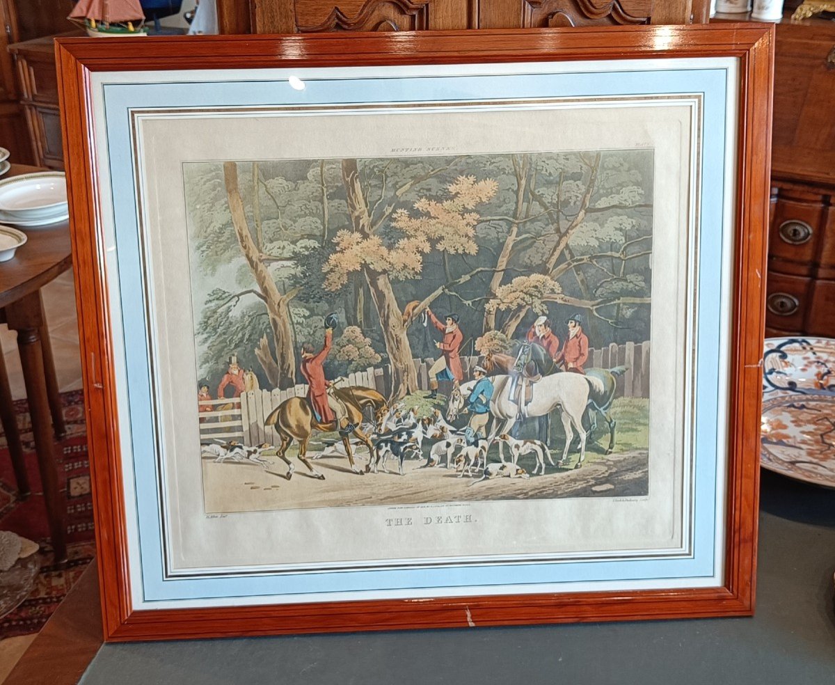 19th Century Framed Engraving, Hunting Scene "alkin, Clark And Dubourg"