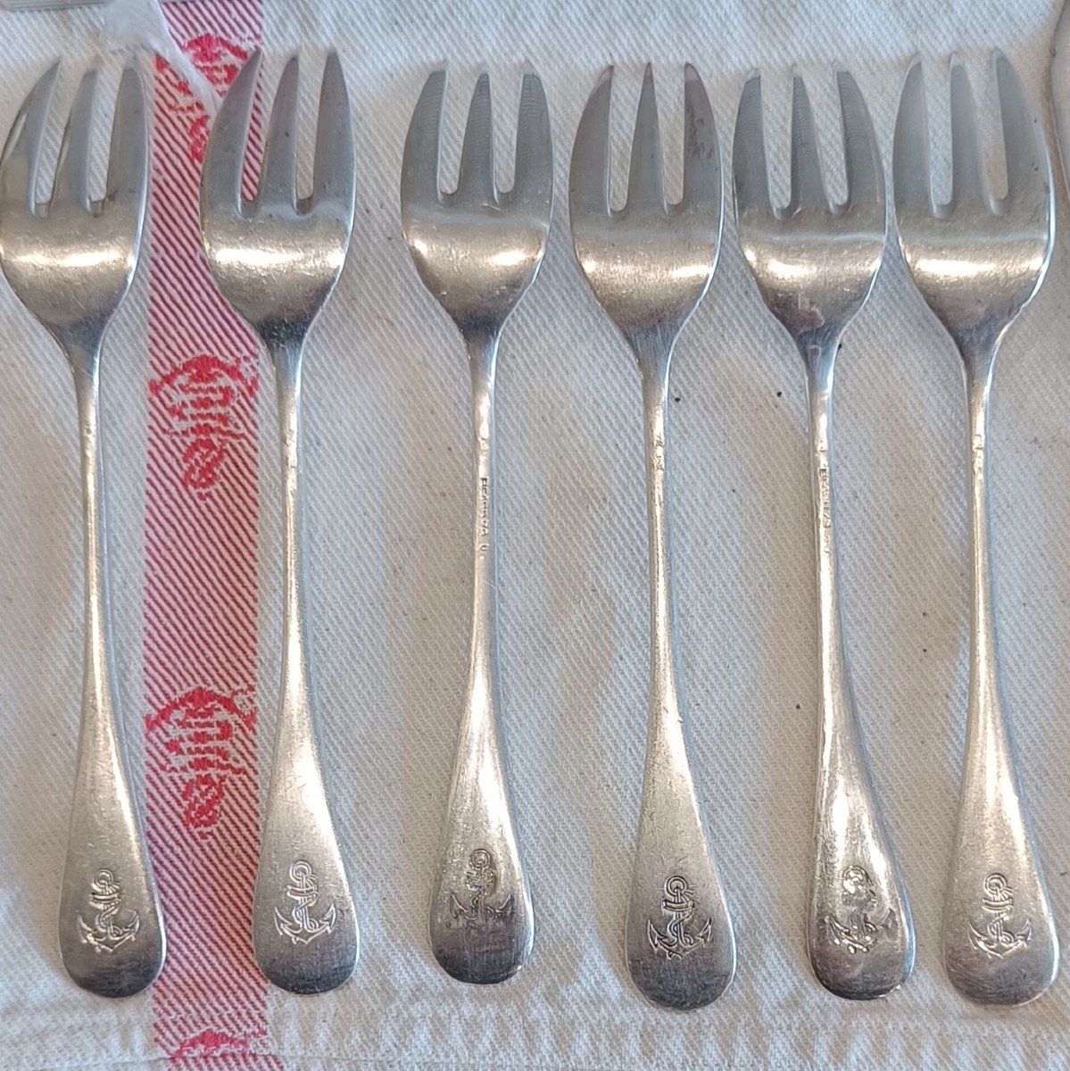 6 Marine Nationale Fish Cutlery, Christofle In Silver Metal-photo-4