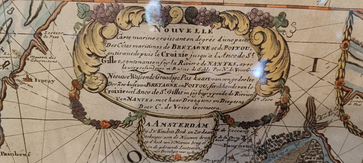 Carte Marine Encadrée Van Keulen 1699, Noirmoutier, île d'Yeu, Nantes, Le Croisic -photo-4