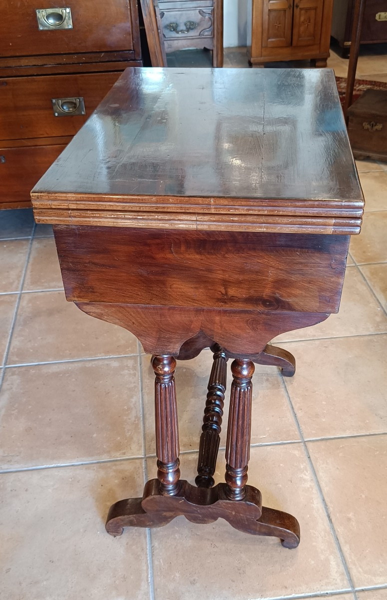 Petite table à jeux Restauration en acajou-photo-2