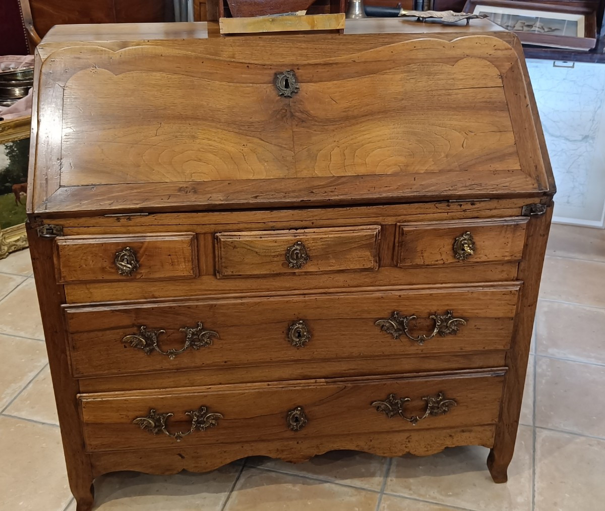 Louis XV Chest Of Drawers, 4 Sides In Solid Walnut-photo-2