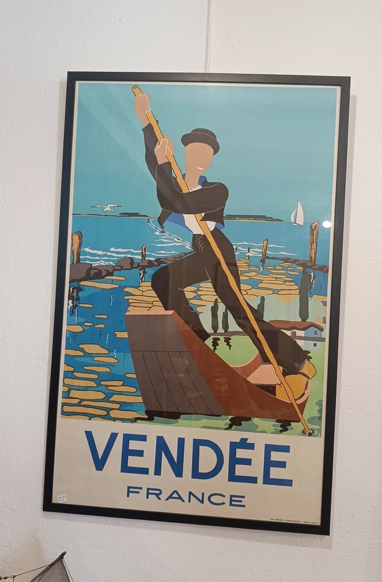 Rare Poster Of Vendée With A Maraichin And Gois With Noirmoutier, 1964 By Guillemet