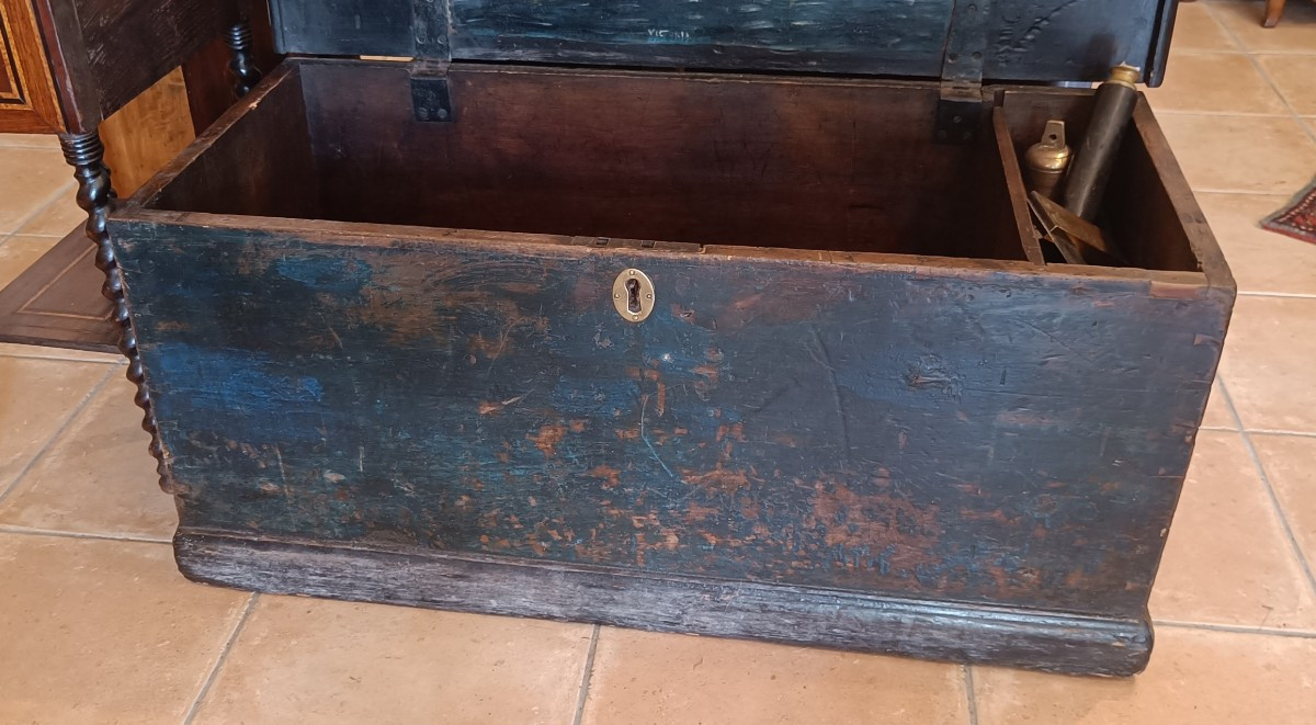 19th Century Sailor's Chest With Seamanship And Boat Painting-photo-4