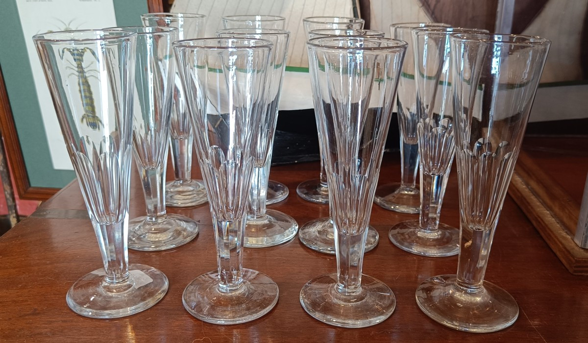 12 19th Century Directoire Champagne Flutes-photo-2