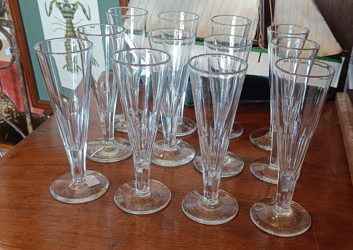 12 19th Century Directoire Champagne Flutes