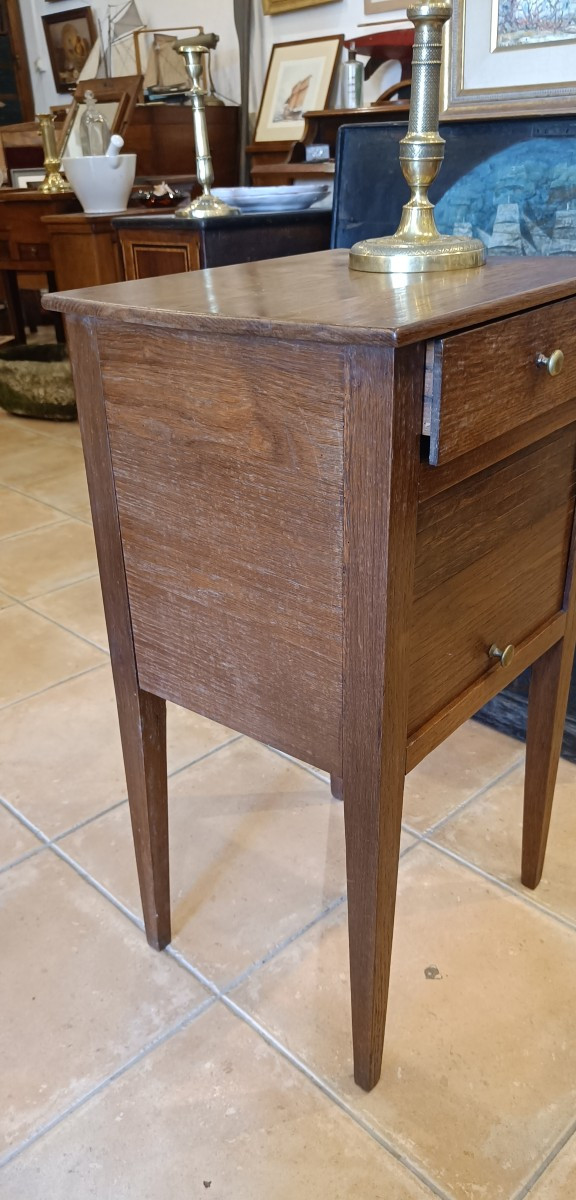 19th Century Directoire Bedside Table With Oak Curtains-photo-1