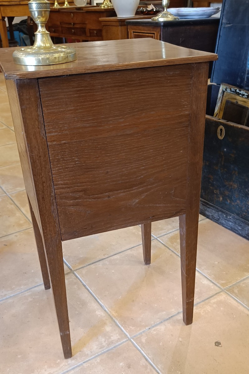 19th Century Directoire Bedside Table With Oak Curtains-photo-3