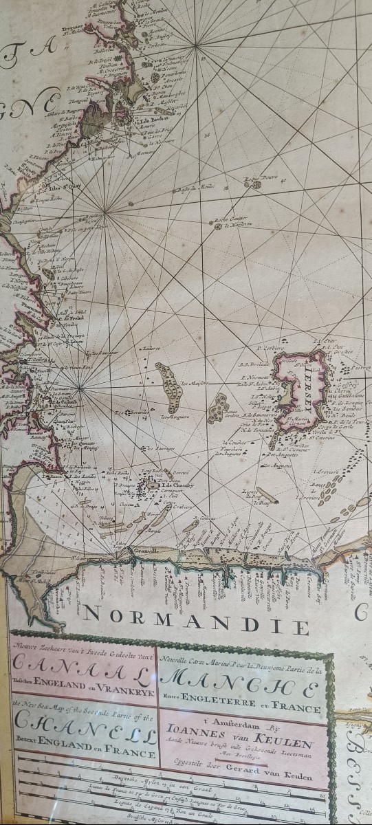 17th Century Nautical Chart Of The Van Keulen Channel, St Malo, Mont St Michel, Channel Islands, -photo-2