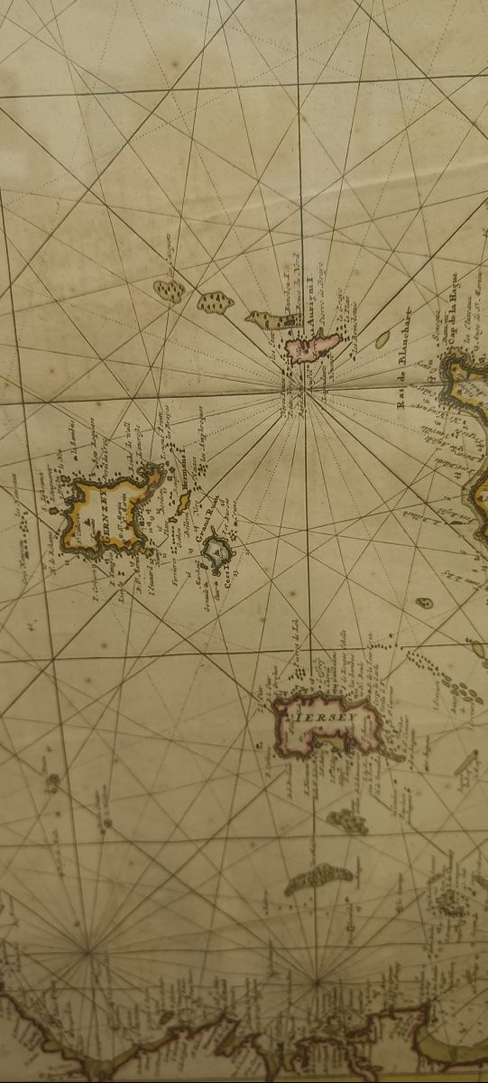 17th Century Nautical Chart Of The Van Keulen Channel, St Malo, Mont St Michel, Channel Islands, -photo-3
