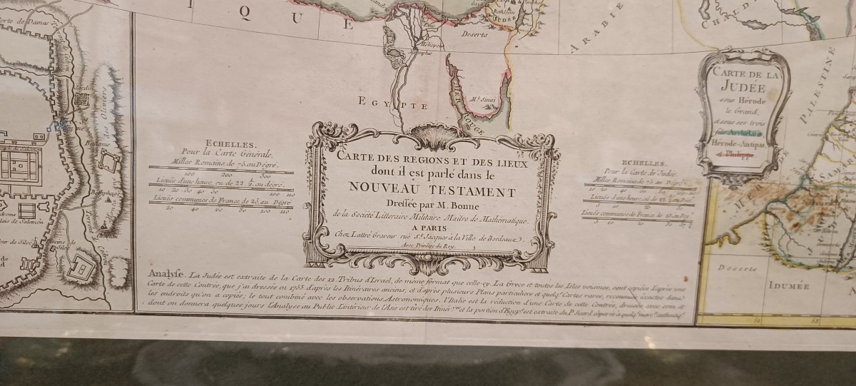 Carte 18ème encadrée des régions du Nouveau Testament, Jérusalem, Terre Sainte, Grèce, Orient -photo-3
