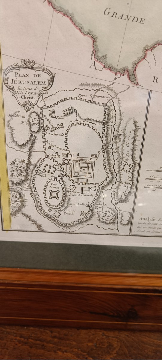 Carte 18ème encadrée des régions du Nouveau Testament, Jérusalem, Terre Sainte, Grèce, Orient -photo-2