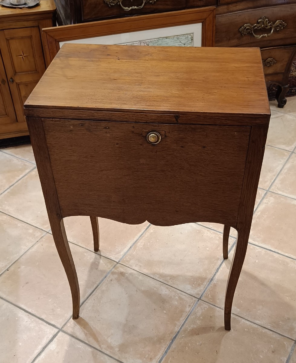 Petite Table d'entre deux 19ème, Louis XV en chêne, Coiffeuse, Travailleuse, Ecritoire-photo-2