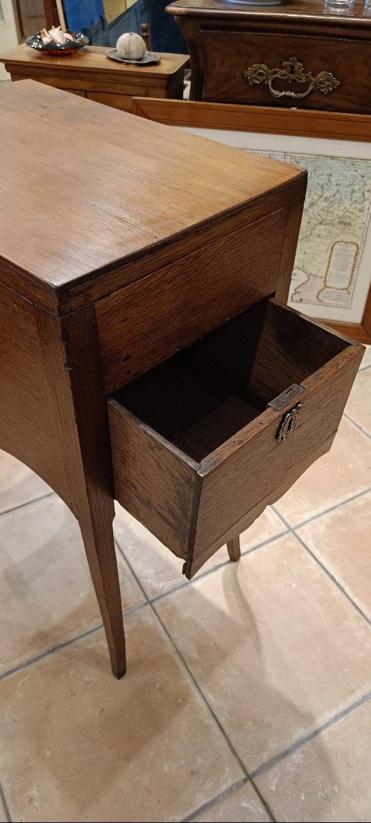 Petite Table d'entre deux 19ème, Louis XV en chêne, Coiffeuse, Travailleuse, Ecritoire-photo-4