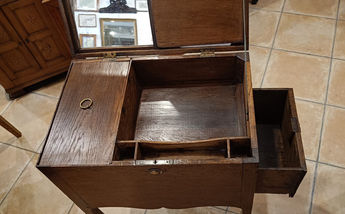 Petite Table d'entre deux 19ème, Louis XV en chêne, Coiffeuse, Travailleuse, Ecritoire-photo-1
