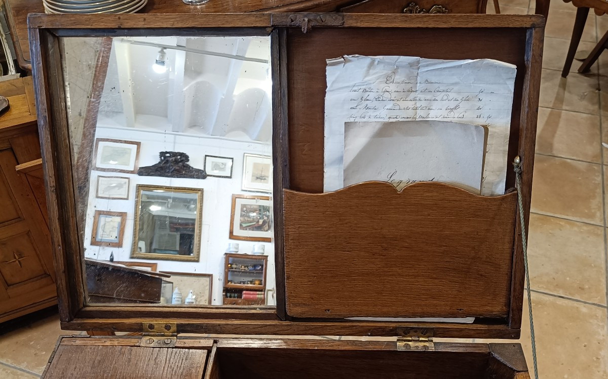 Petite Table d'entre deux 19ème, Louis XV en chêne, Coiffeuse, Travailleuse, Ecritoire-photo-3