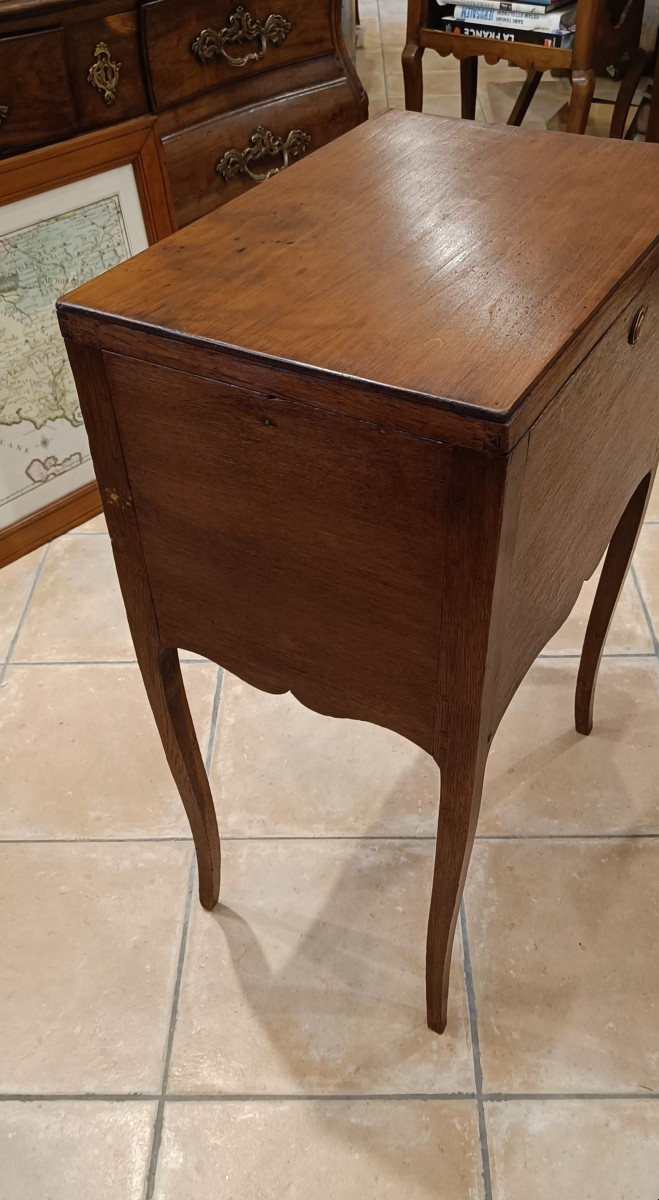 Petite Table d'entre deux 19ème, Louis XV en chêne, Coiffeuse, Travailleuse, Ecritoire-photo-4