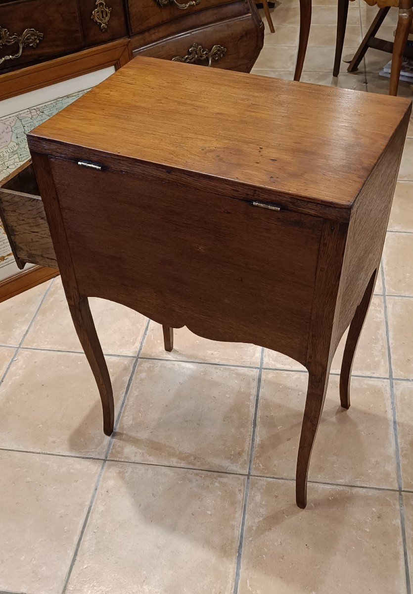 Petite Table d'entre deux 19ème, Louis XV en chêne, Coiffeuse, Travailleuse, Ecritoire-photo-5