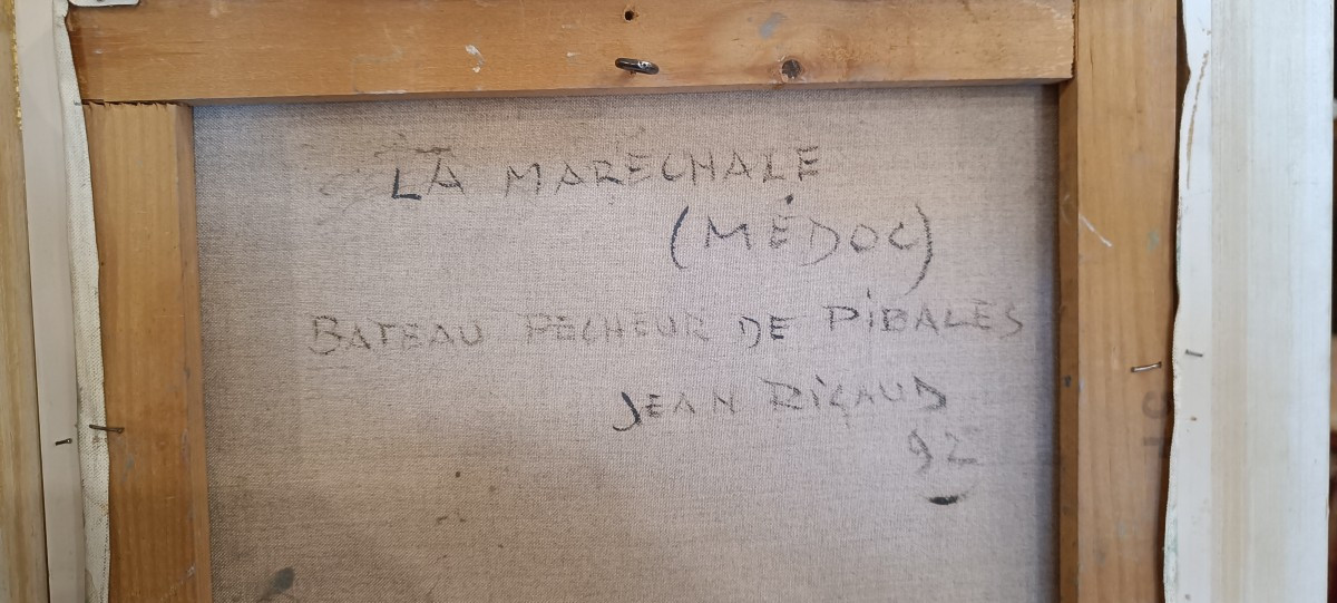 Huile sur toile "Port de la Maréchale, Médoc" de Jean RIGAUD-photo-2