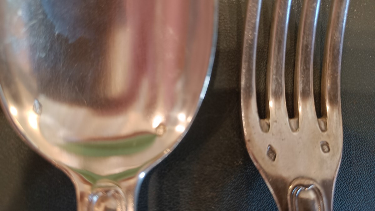 Set Of 12 Solid Silver Place Settings, Silversmith Henin & Cgnie, Shell Decorations -photo-5