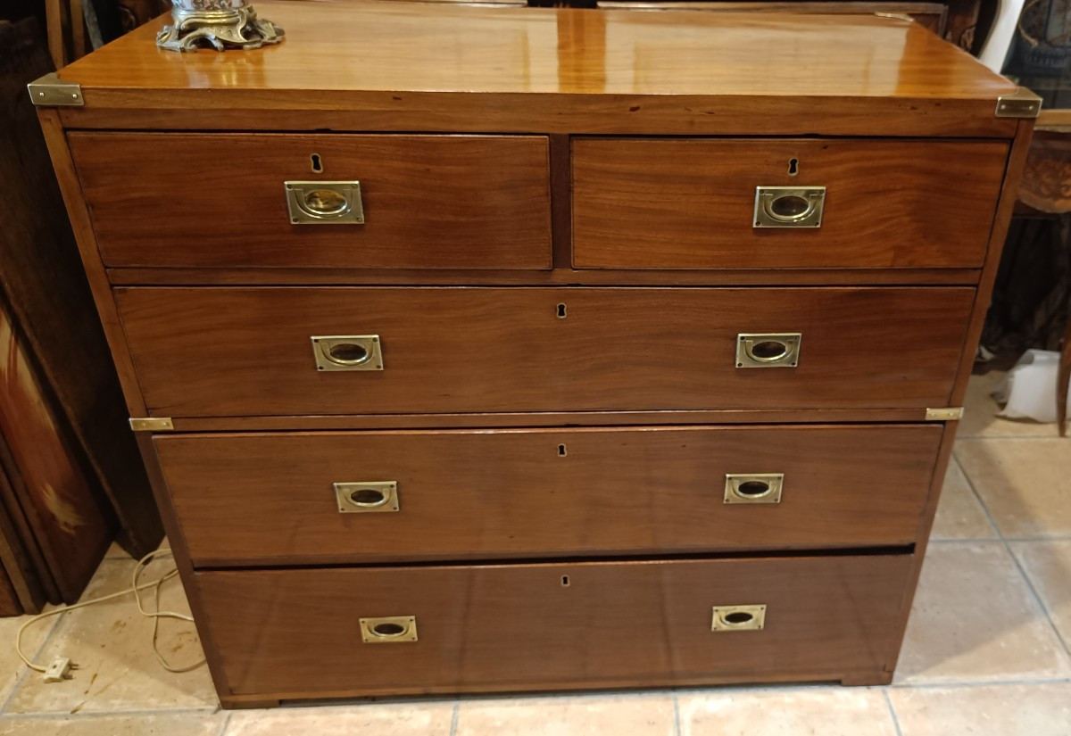 Commode d'Officier, dite de Marine fin 19ème en acajou massif-photo-2