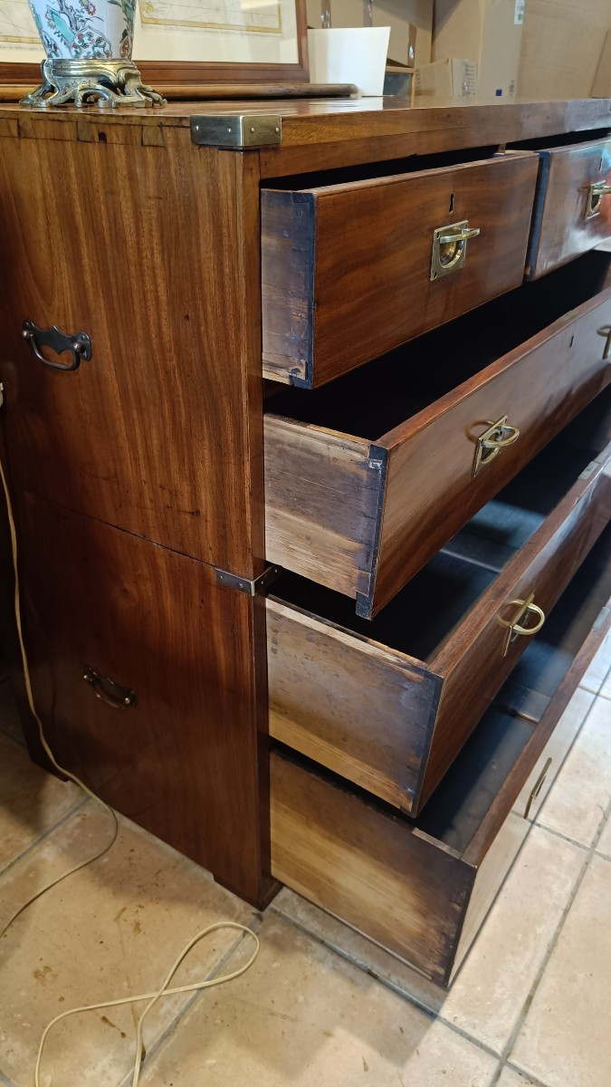 Commode d'Officier, dite de Marine fin 19ème en acajou massif-photo-1