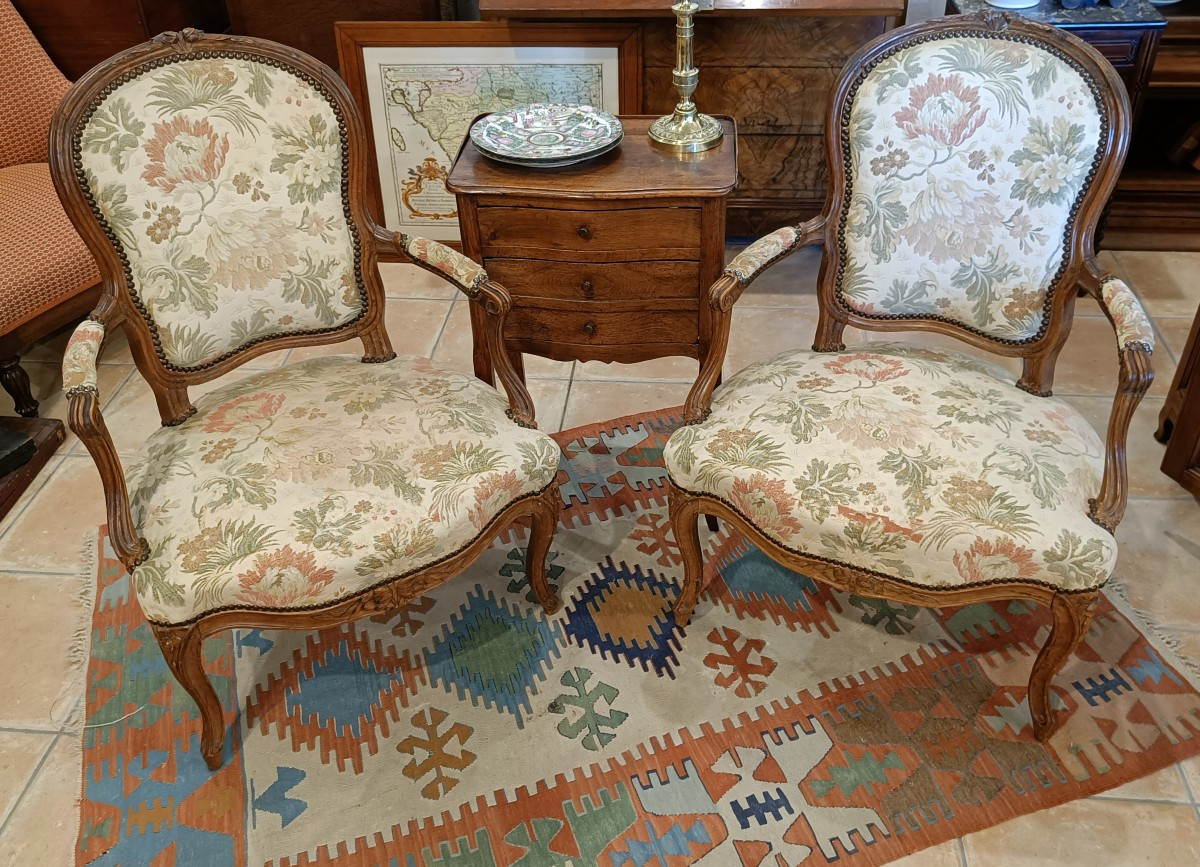 Pair Of Louis XV Period Cabriolet Armchairs