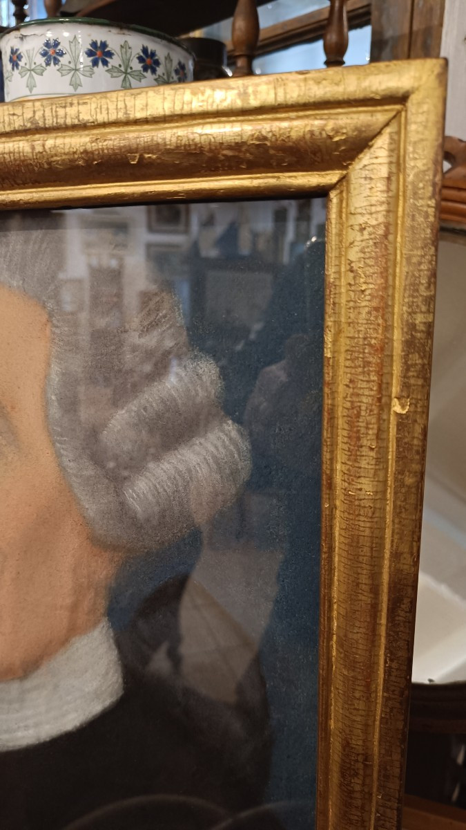 Pastel, Late 18th Century, "man At The Library"-photo-4