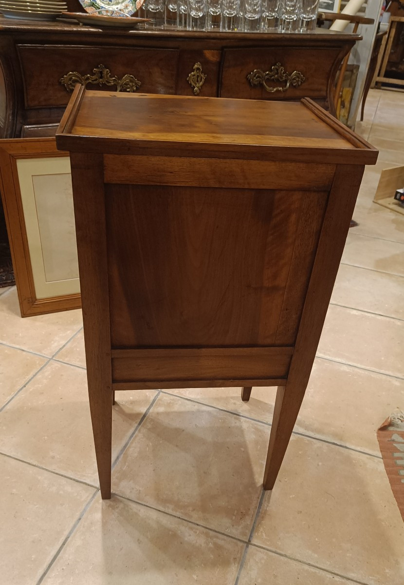 19th Century Directoire Bedside Table With Curtains In Walnut-photo-2