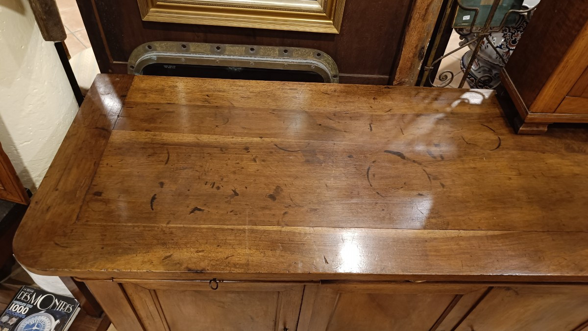 Louis Philippe Sideboard, Mid-19th Century, 3 Doors And 3 Drawers With Ogee Molding In Solid Walnut-photo-1