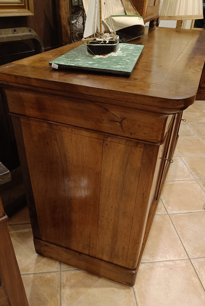 Louis Philippe Sideboard, Mid-19th Century, 3 Doors And 3 Drawers With Ogee Molding In Solid Walnut-photo-2