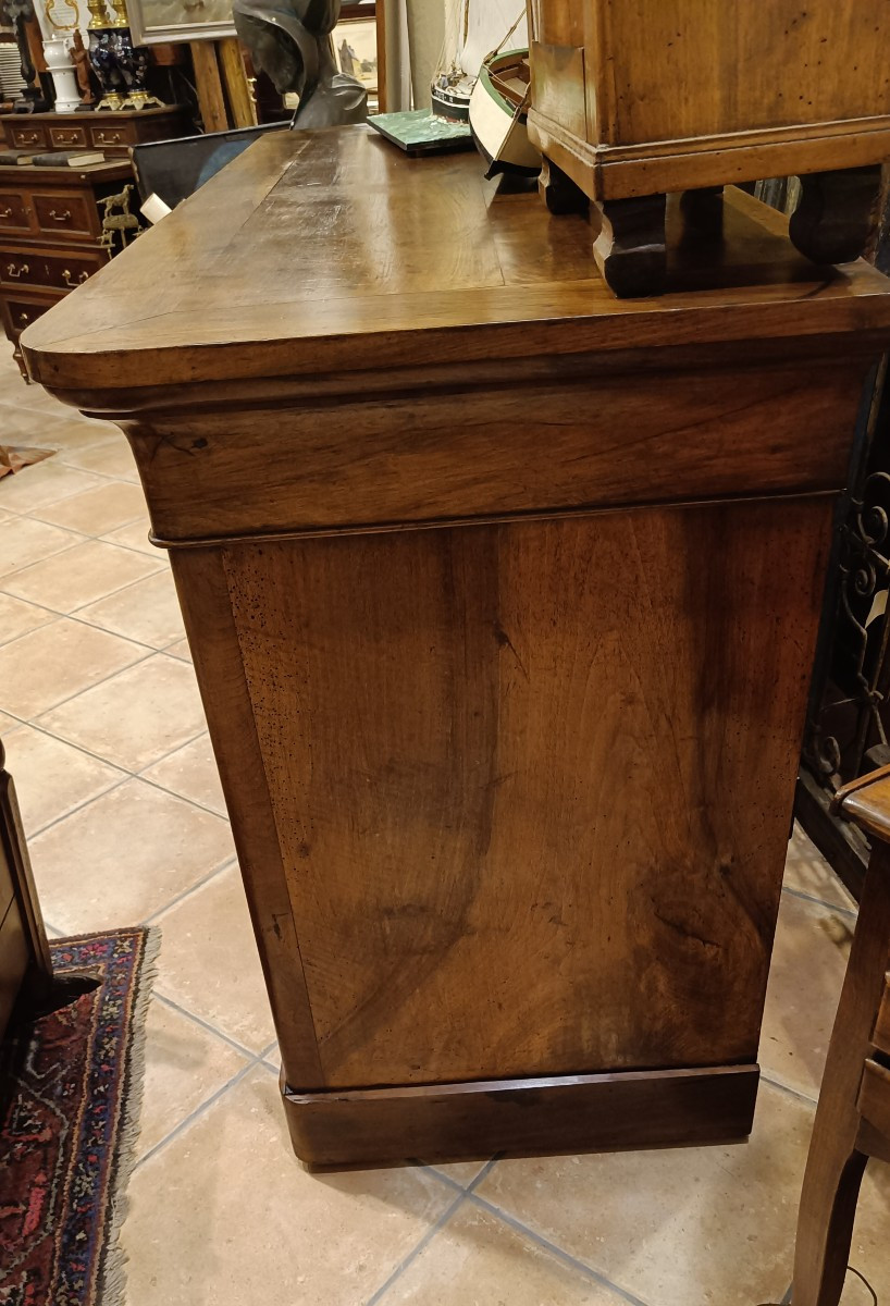 Louis Philippe Sideboard, Mid-19th Century, 3 Doors And 3 Drawers With Ogee Molding In Solid Walnut-photo-3