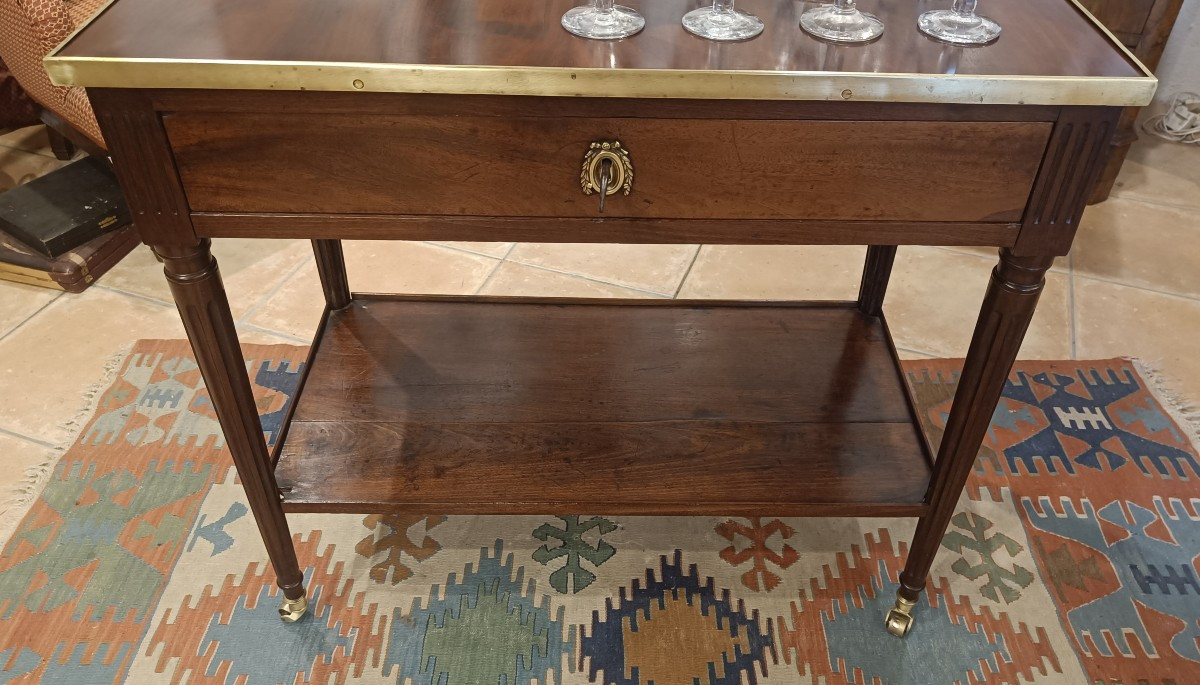 Desserte, Console Louis XVI du 19ème en acajou massif-photo-4