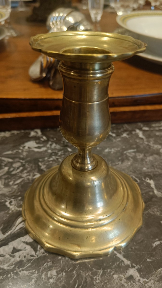 Pair Of Small 18th Century Bronze Toilet Candlesticks-photo-2