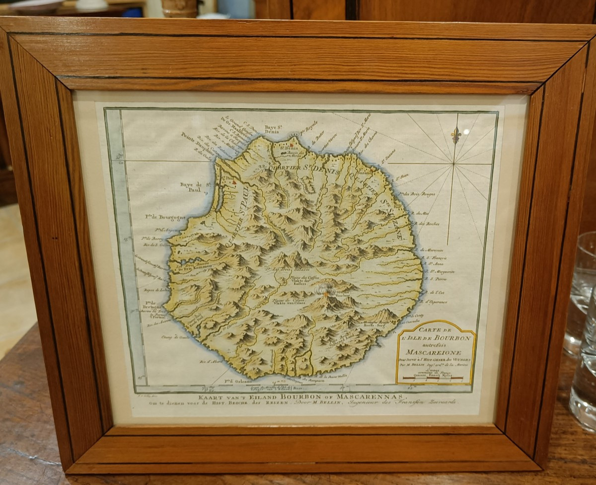 18th-century Framed Map Of Réunion Island, Bourbon By Bellin-photo-2