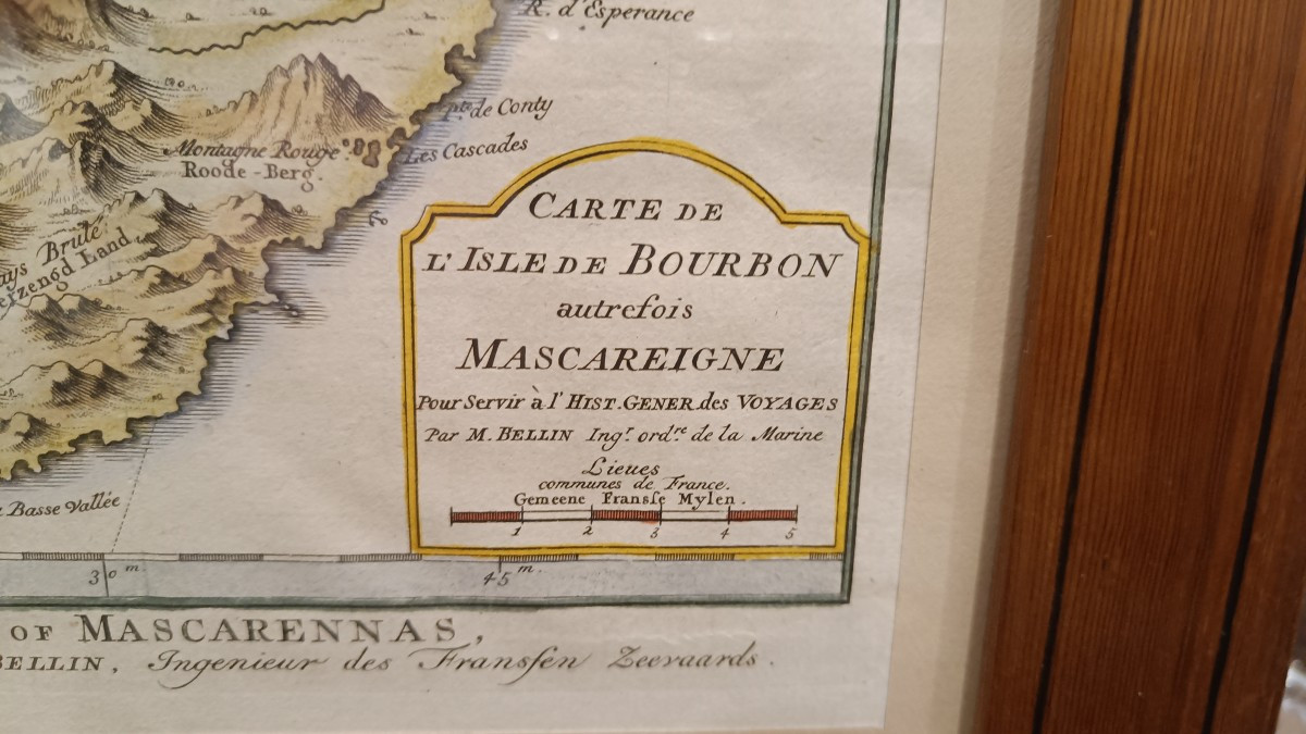 18th-century Framed Map Of Réunion Island, Bourbon By Bellin-photo-3