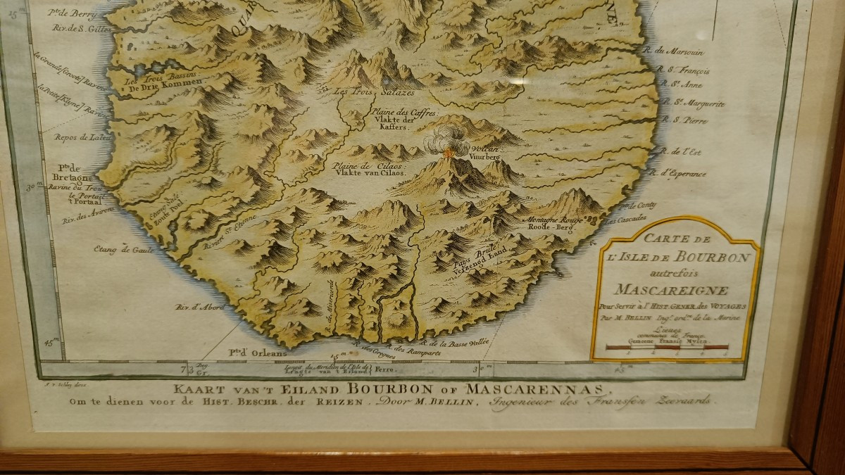 18th-century Framed Map Of Réunion Island, Bourbon By Bellin-photo-1