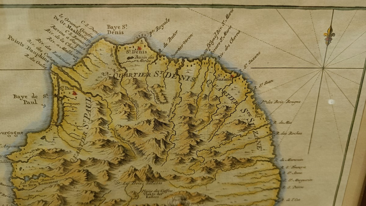 18th-century Framed Map Of Réunion Island, Bourbon By Bellin-photo-2
