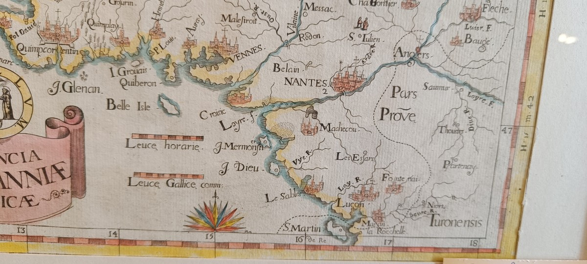 Carte aquarellée et encadrée de la Province de Bretagne, Montecalerio 1712-photo-1