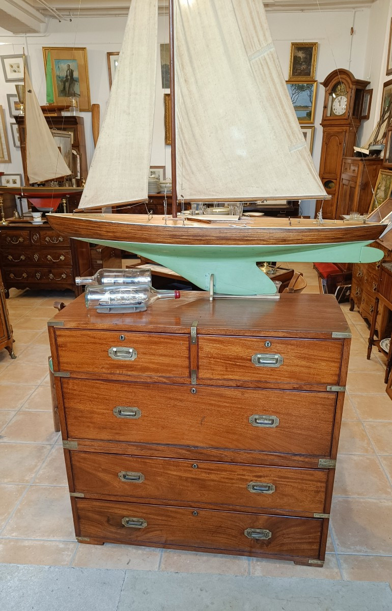 Officer's Chest Of Drawers, Known As A Naval Chest, Late 19th Century, In Mahogany