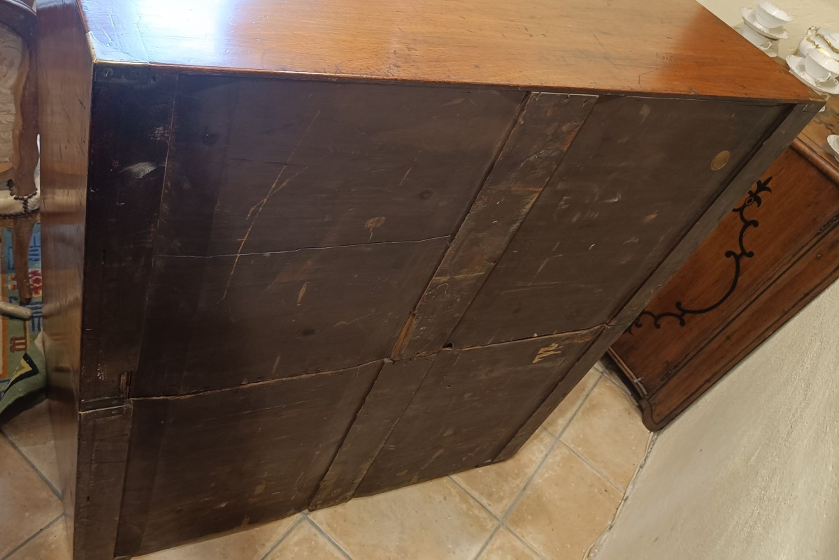 Late 19th-century Officer's Chest Of Drawers, Also Known As A Naval Chest, Made Of Solid Mahogany.-photo-6