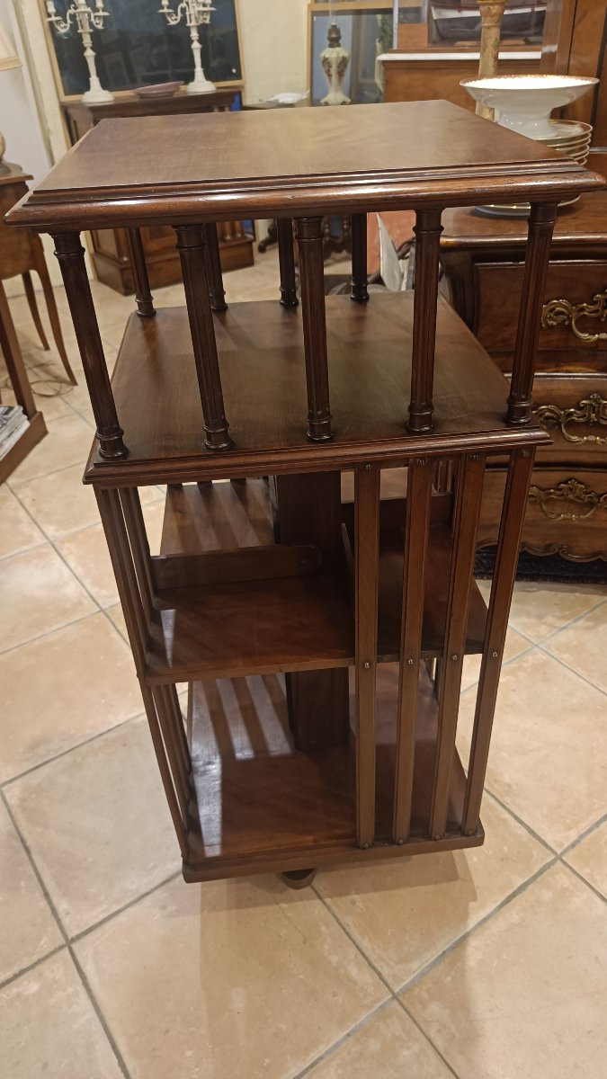 Terquem Rotating Bookcase In Solid Mahogany, Early 20th Century-photo-1