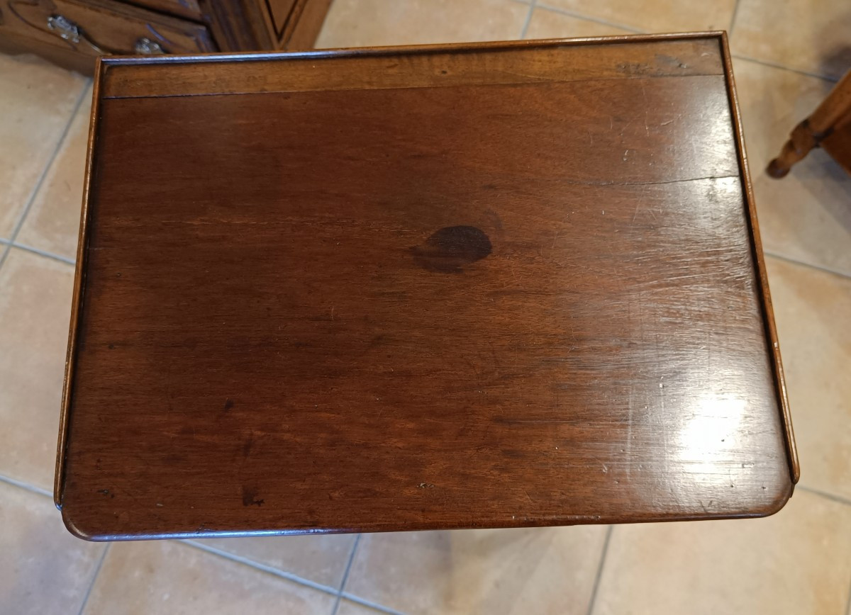 Louis XVI Style Bedside Table In Solid Mahogany With 3 Drawers, Late 18th Century-photo-3