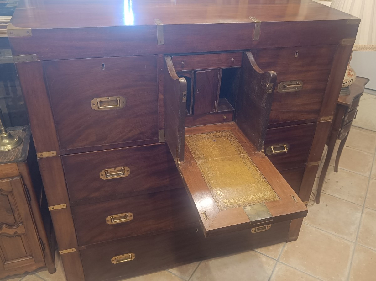 Commode d'Officier, dite de Marine début 20ème en acajou.-photo-4