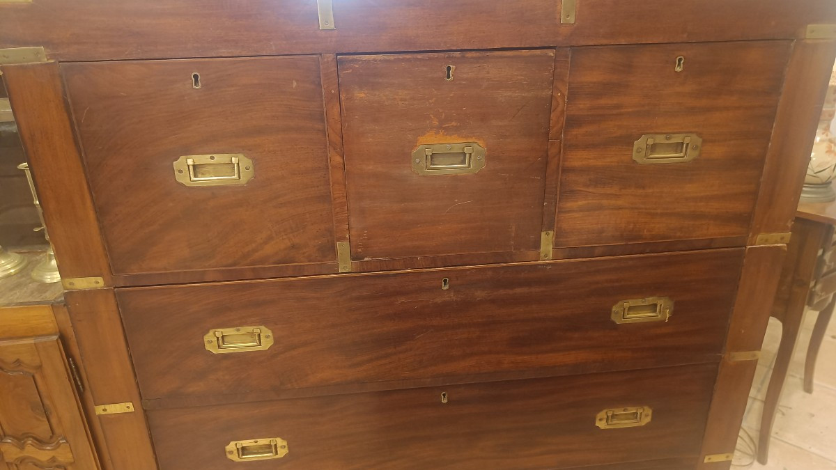 Commode d'Officier, dite de Marine début 20ème en acajou.-photo-6
