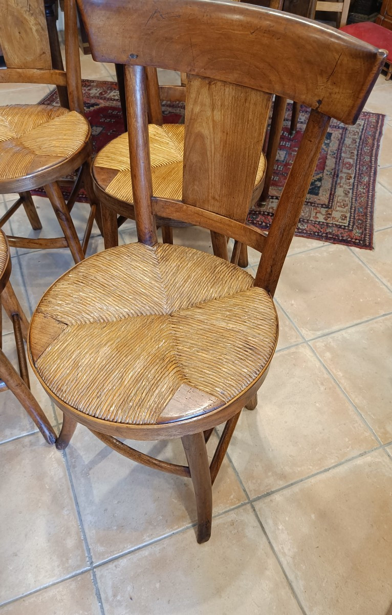Série de 4 Chaises Paillées 19ème en Merisier-photo-2