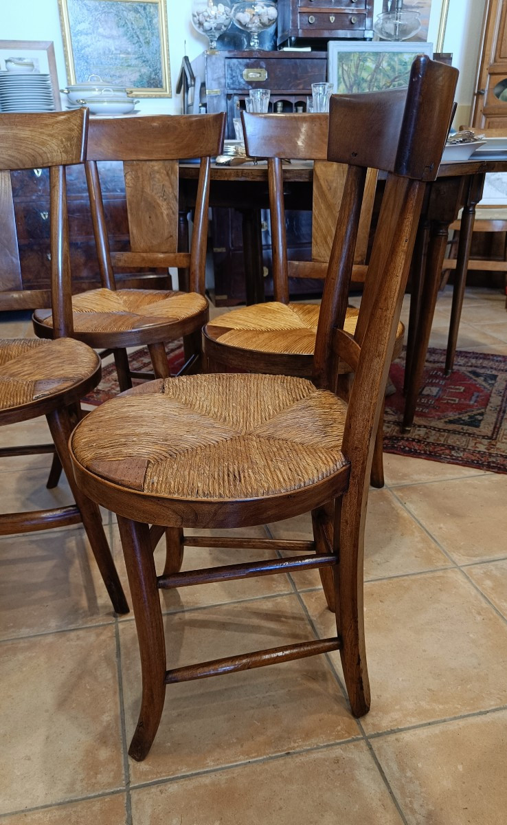 Série de 4 Chaises Paillées 19ème en Merisier-photo-4