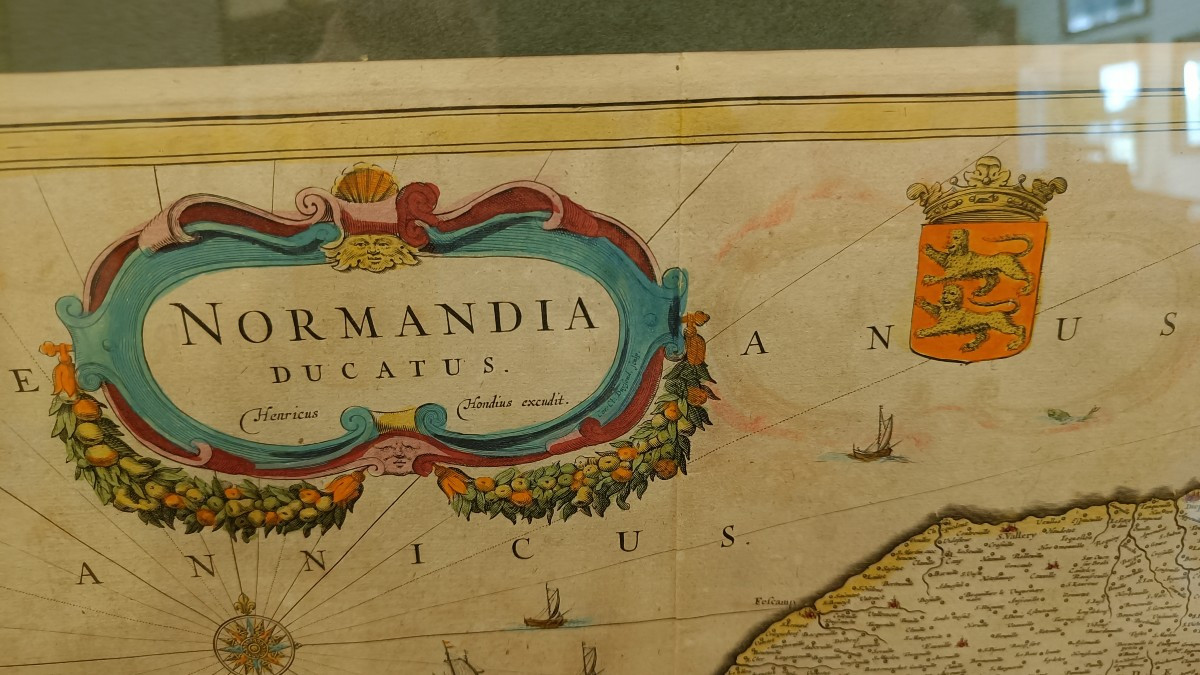 Framed 17th Century Map Of Normandy, Hondius-photo-4
