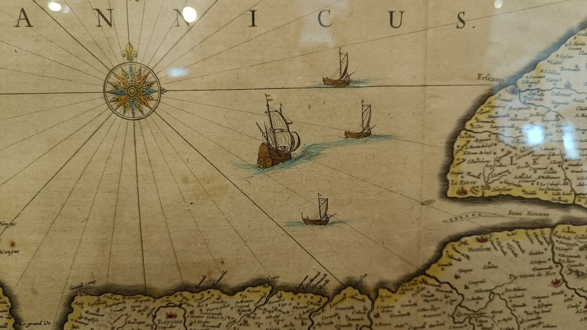 Framed 17th Century Map Of Normandy, Hondius-photo-2