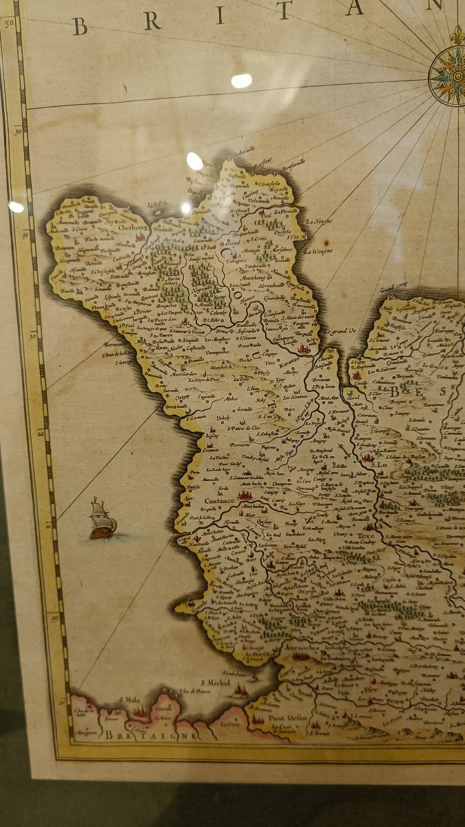 Framed 17th Century Map Of Normandy, Hondius-photo-3