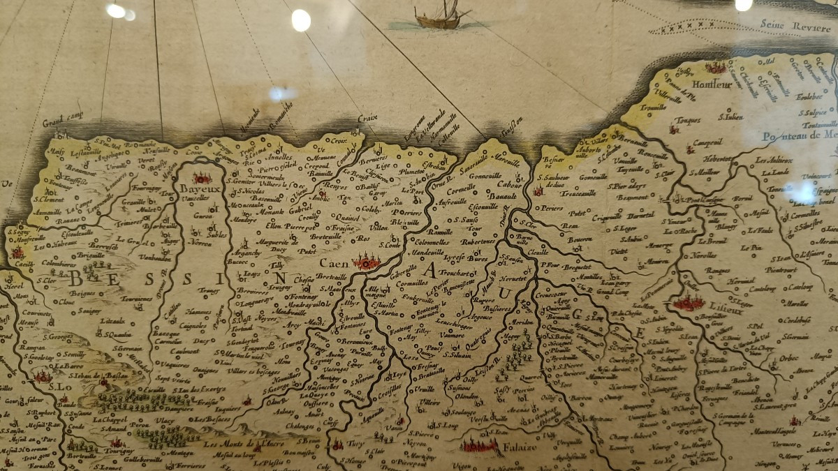 Framed 17th Century Map Of Normandy, Hondius-photo-4